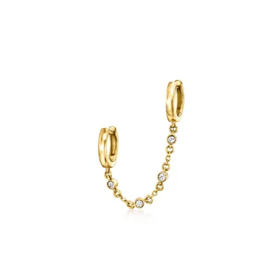 Rs Pure By Ross-simons Diamond-accented Double-piercing Single Earring In 14kt Yellow Gold