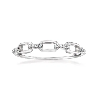 Rs Pure By Ross-simons Diamond-accented Paper Clip Link Ring In Sterling Silver In Metallic
