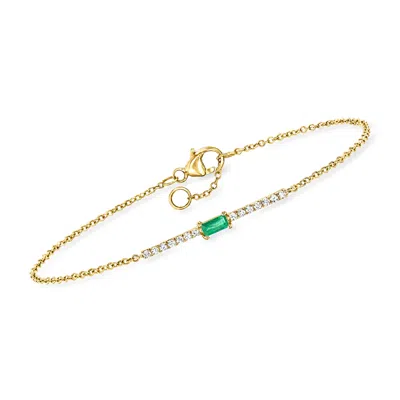 Rs Pure By Ross-simons Emerald And . Diamond Bar Bracelet In 14kt Yellow Gold In Multi