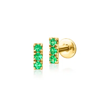 Rs Pure By Ross-simons Emerald Flat-back Stud Earrings In 14kt Yellow Gold