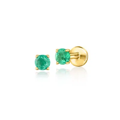 Rs Pure By Ross-simons Emerald Flat-back Stud Earrings In 14kt Yellow Gold