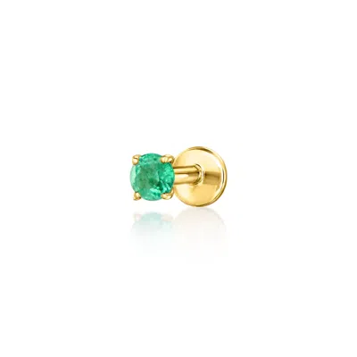 Rs Pure By Ross-simons Emerald Single Flat-back Stud Earring In 14kt Yellow Gold