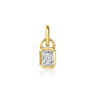 Rs Pure By Ross-simons Emerald-cut Lab-grown Diamond Charm In 14kt Yellow Gold In Silver