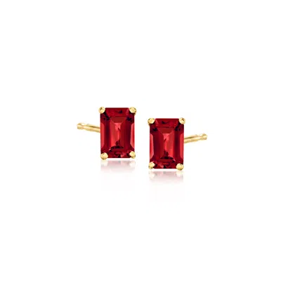 Rs Pure By Ross-simons Garnet Stud Earrings In 14kt Yellow Gold In Red