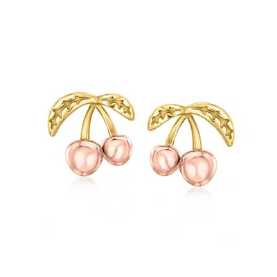 Rs Pure By Ross-simons Italian 10kt 2-tone Gold Petite Cherry Earrings