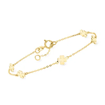 Rs Pure By Ross-simons Italian 10kt Yellow Gold Clover Station Bracelet In Multi