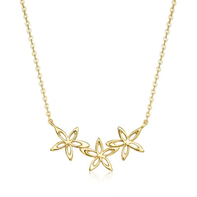 Rs Pure By Ross-simons Italian 10kt Yellow Gold Flower Trio Necklace