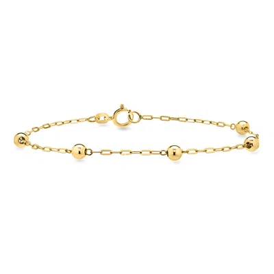 Rs Pure By Ross-simons Italian 10kt Yellow Gold Paper Clip Link Bead Station Bracelet