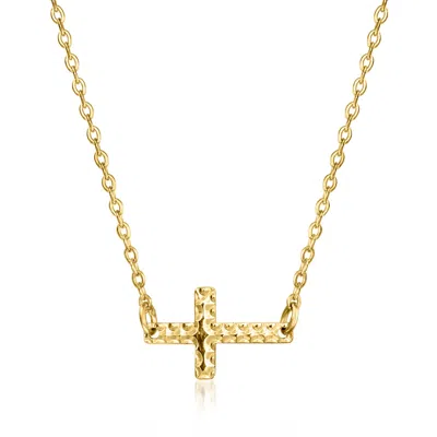 Rs Pure By Ross-simons Italian 10kt Yellow Gold Sideways Cross Necklace