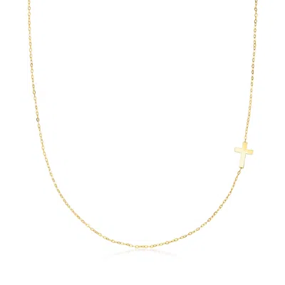 Rs Pure By Ross-simons Italian 10kt Yellow Gold Single Cross Station Necklace