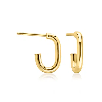 Rs Pure By Ross-simons Italian 10kt Yellow Gold U-shaped Hoop Earrings In Pink