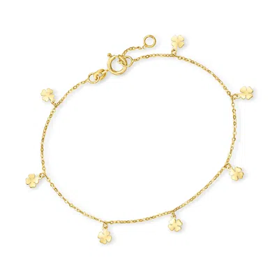 Rs Pure By Ross-simons Italian 14kt Yellow Gold Clover Station Bracelet