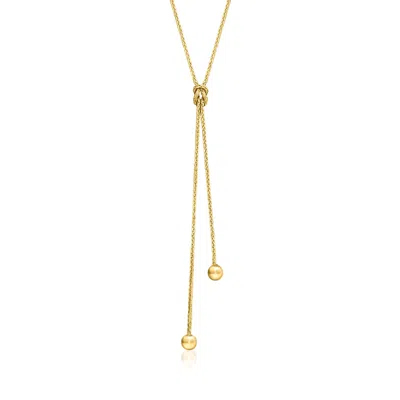 Rs Pure By Ross-simons Italian 14kt Yellow Gold Lariat Knot Necklace In Multi