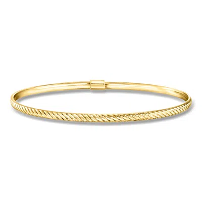 Rs Pure By Ross-simons Italian 14kt Yellow Gold Ridged Bangle Bracelet