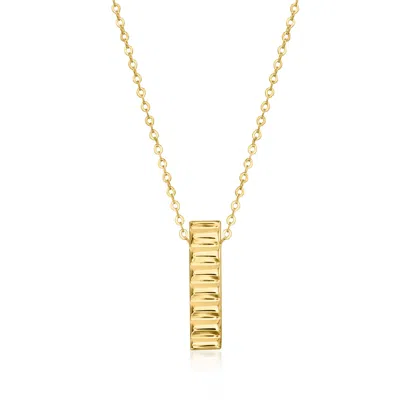 Rs Pure By Ross-simons Italian 14kt Yellow Gold Ridged Linear Bar Necklace In Pink
