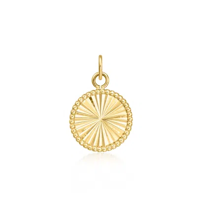 Rs Pure By Ross-simons Italian 14kt Yellow Gold Sunburst Circle Charm In Green