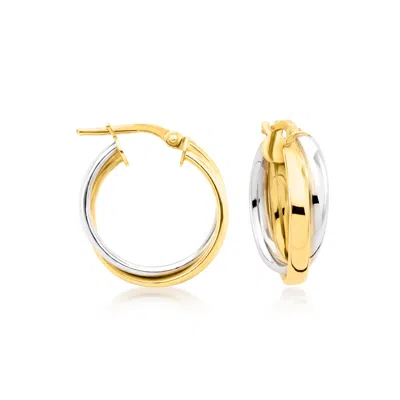 Rs Pure By Ross-simons Italian 18kt Gold Over Sterling And Sterling Silver Double-row Hoop Earrings
