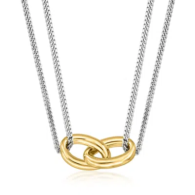 Rs Pure By Ross-simons Italian 18kt Gold Over Sterling And Sterling Silver Interlocking Oval Necklace In Metallic