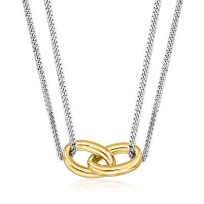 Rs Pure By Ross-simons Italian 18kt Gold Over Sterling And Sterling Silver Interlocking Oval Necklace In Multi