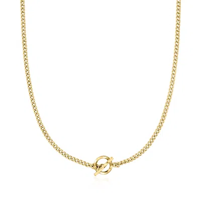 Rs Pure By Ross-simons Italian 18kt Gold Over Sterling Curb-link Toggle Necklace In Transparent