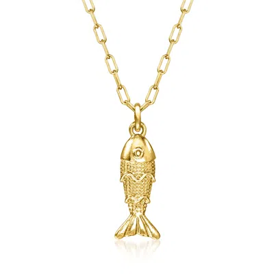 Rs Pure By Ross-simons Italian 18kt Gold Over Sterling Fish Necklace