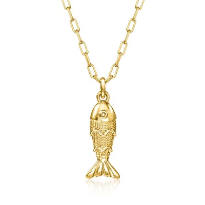 Rs Pure By Ross-simons Italian 18kt Gold Over Sterling Fish Necklace In Multi