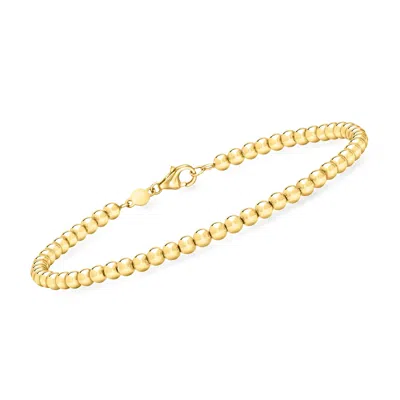 Rs Pure By Ross-simons Italian 3mm 14kt Yellow Gold Bead Bracelet