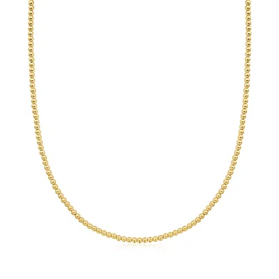 Rs Pure By Ross-simons Italian 3mm 14kt Yellow Gold Bead Necklace