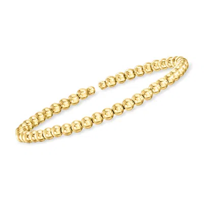 Rs Pure By Ross-simons Italian 4mm 14kt Yellow Gold Bead Cuff Bracelet In Gray