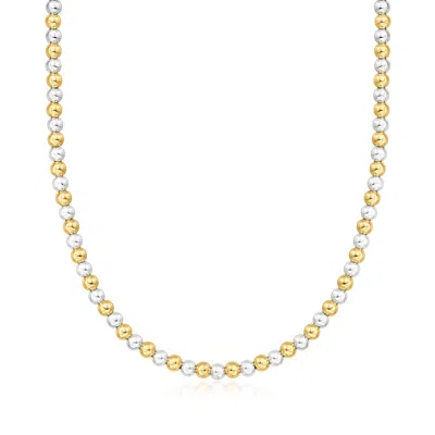 Rs Pure By Ross-simons Italian 5mm Sterling Silver And 18kt Gold Over Sterling Bead Necklace