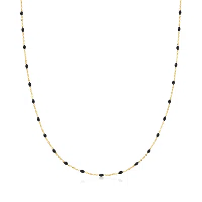 Rs Pure By Ross-simons Italian Black Enamel Station Necklace In 14kt Yellow Gold