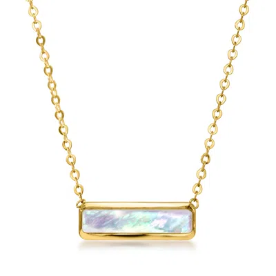 Rs Pure By Ross-simons Italian Mother-of-pearl Bar Necklace In 10kt Yellow Gold In Multi