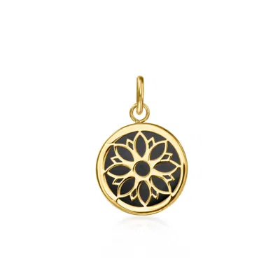 Rs Pure By Ross-simons Italian Onyx Flower Charm In 14kt Yellow Gold In Black