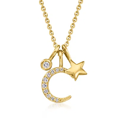 Rs Pure By Ross-simons Lab-grown Diamond Celestial Charm Necklace In 18kt Gold Over Sterling In Silver