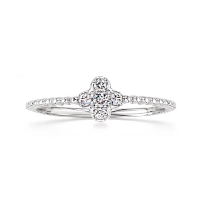 Rs Pure By Ross-simons Lab-grown Diamond Floral Ring In Sterling Silver In Transparent