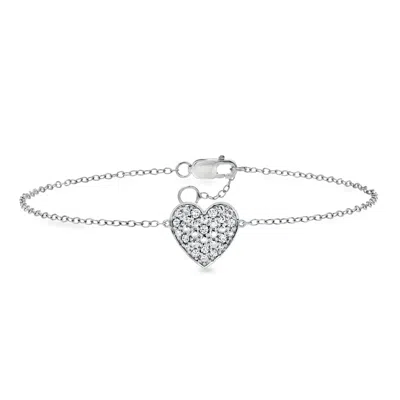 Rs Pure By Ross-simons Lab-grown Diamond Heart Bracelet In Sterling Silver In Metallic