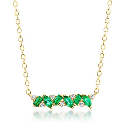 Rs Pure By Ross-simons Lab-grown Emerald Necklace With Lab-grown Diamonds In 18kt Gold Over Sterling In Multi
