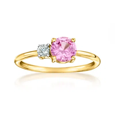 Rs Pure By Ross-simons Lab-grown Pink Sapphire And . Lab-grown Diamond Ring In 18kt Gold Over Sterling In Transparent