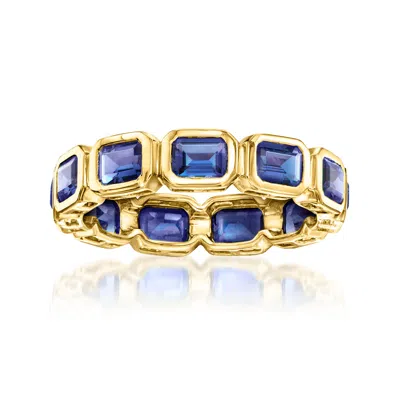 Rs Pure By Ross-simons Lab-grown Sapphire Eternity Band In 18kt Gold Over Sterling In Blue