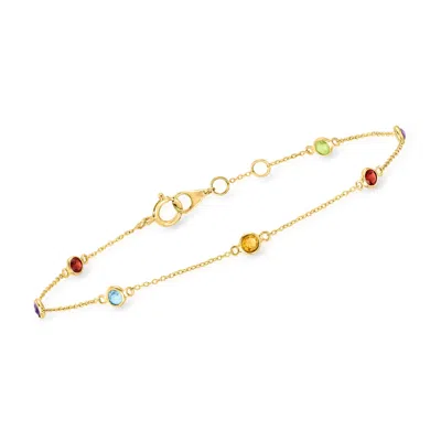 Rs Pure By Ross-simons Multi-gemstone Station Bracelet In 14kt Yellow Gold