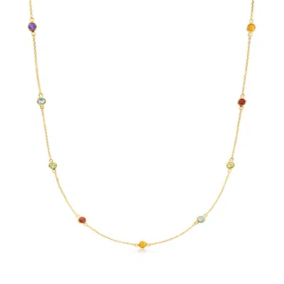 Rs Pure By Ross-simons Multi-gemstone Station Necklace In 14kt Yellow Gold