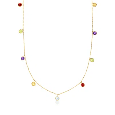 Rs Pure By Ross-simons Multi-stone Station Necklace In 14kt Yellow Gold In Transparent