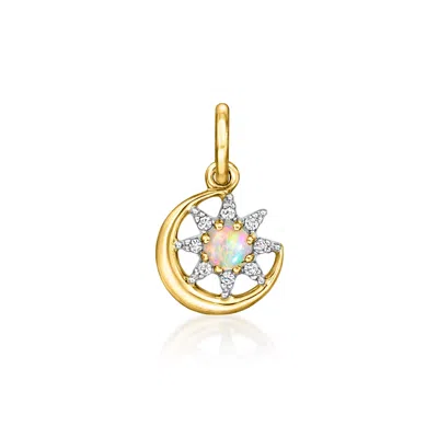 Rs Pure By Ross-simons Opal Celestial Charm With Diamonds In 14kt Yellow Gold In Orange