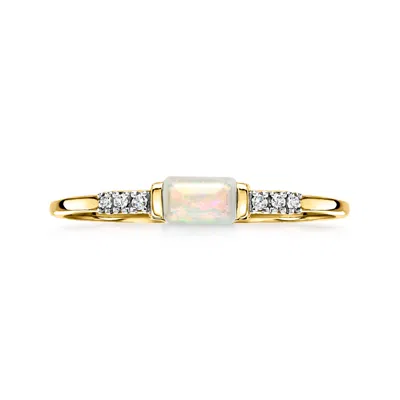 Rs Pure By Ross-simons Opal Ring With Diamonds In 10kt Yellow Gold In White