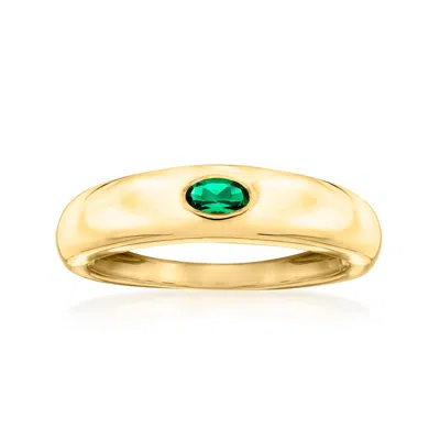 Rs Pure By Ross-simons Oval Lab-grown Emerald Ring In 18kt Gold Over Sterling