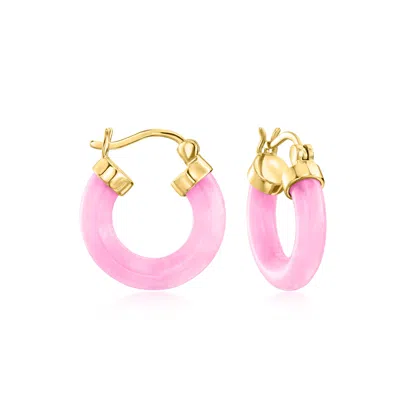 Rs Pure By Ross-simons Pink Jade Hoop Earrings In 18kt Gold Over Sterling In Multi