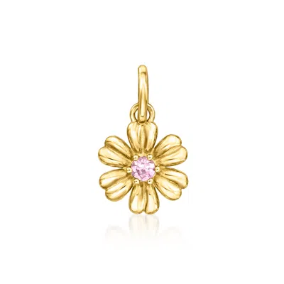 Rs Pure By Ross-simons Pink Sapphire Flower Charm In 14kt Yellow Gold
