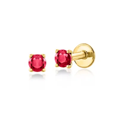 Rs Pure By Ross-simons Ruby Flat-back Stud Earrings In 14kt Yellow Gold In Multi