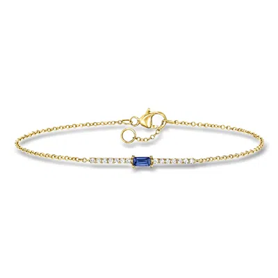 Rs Pure By Ross-simons Sapphire And . Diamond Bar Bracelet In 14kt Yellow Gold
