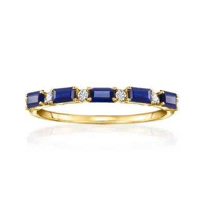 Rs Pure By Ross-simons Sapphire Ring With Diamonds In 14kt Yellow Gold In Blue